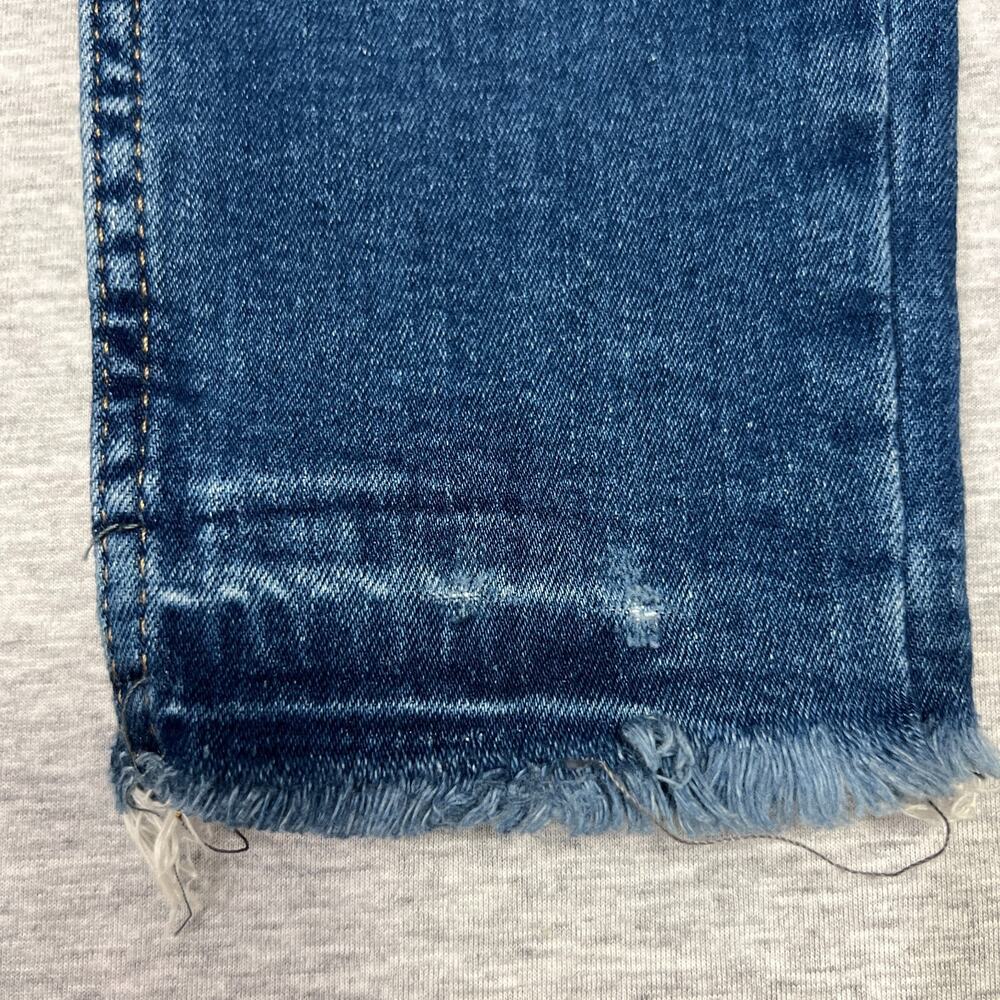 Zara Man Mens Jeans 30 Blue Faded Distressed Skinny Denim Stretch Crop Frayed - Picture 8 of 13